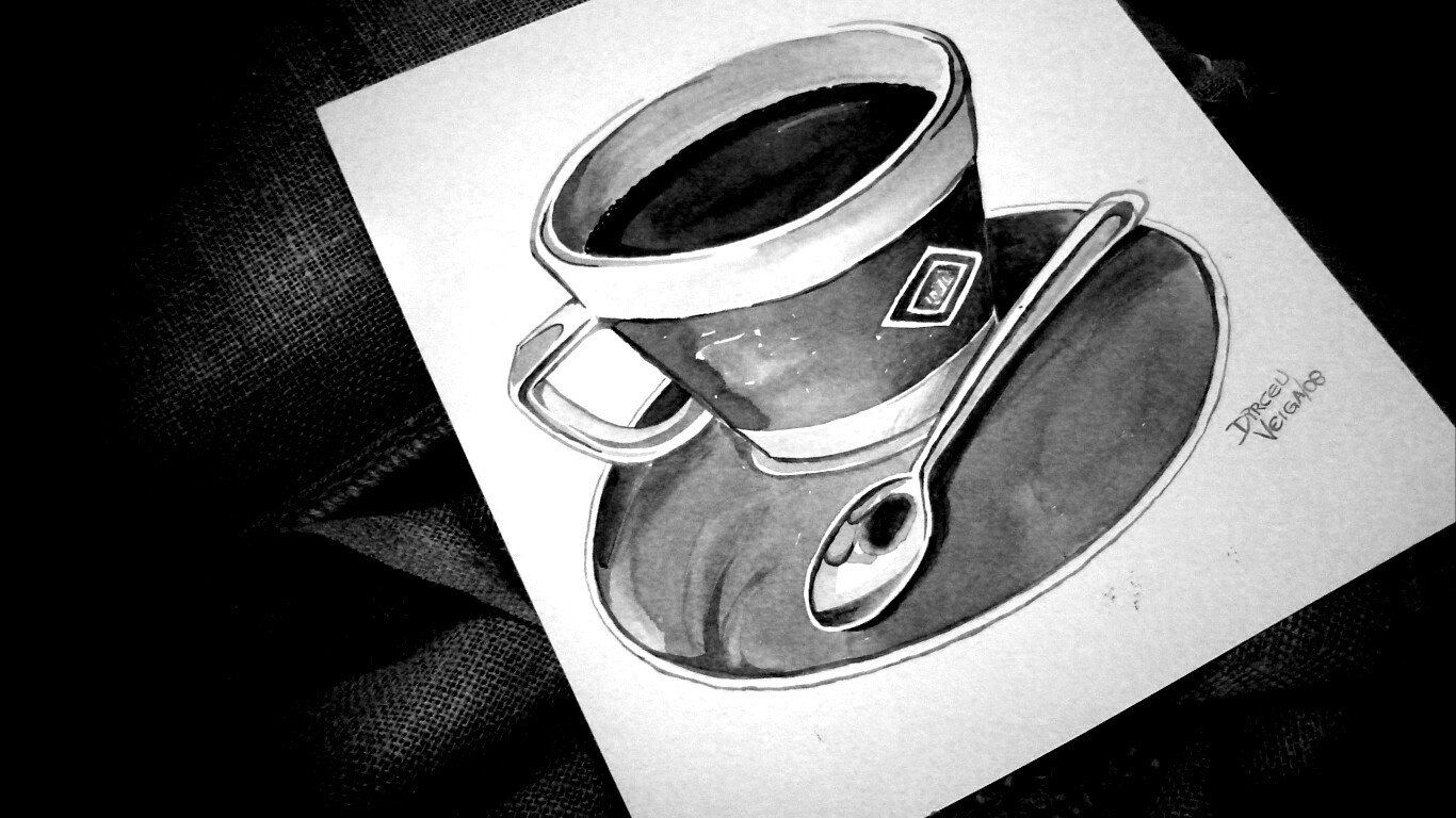Нарисованная чашка кофе обои