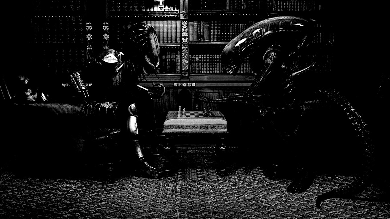 Чужой против хищника в шахматы обои