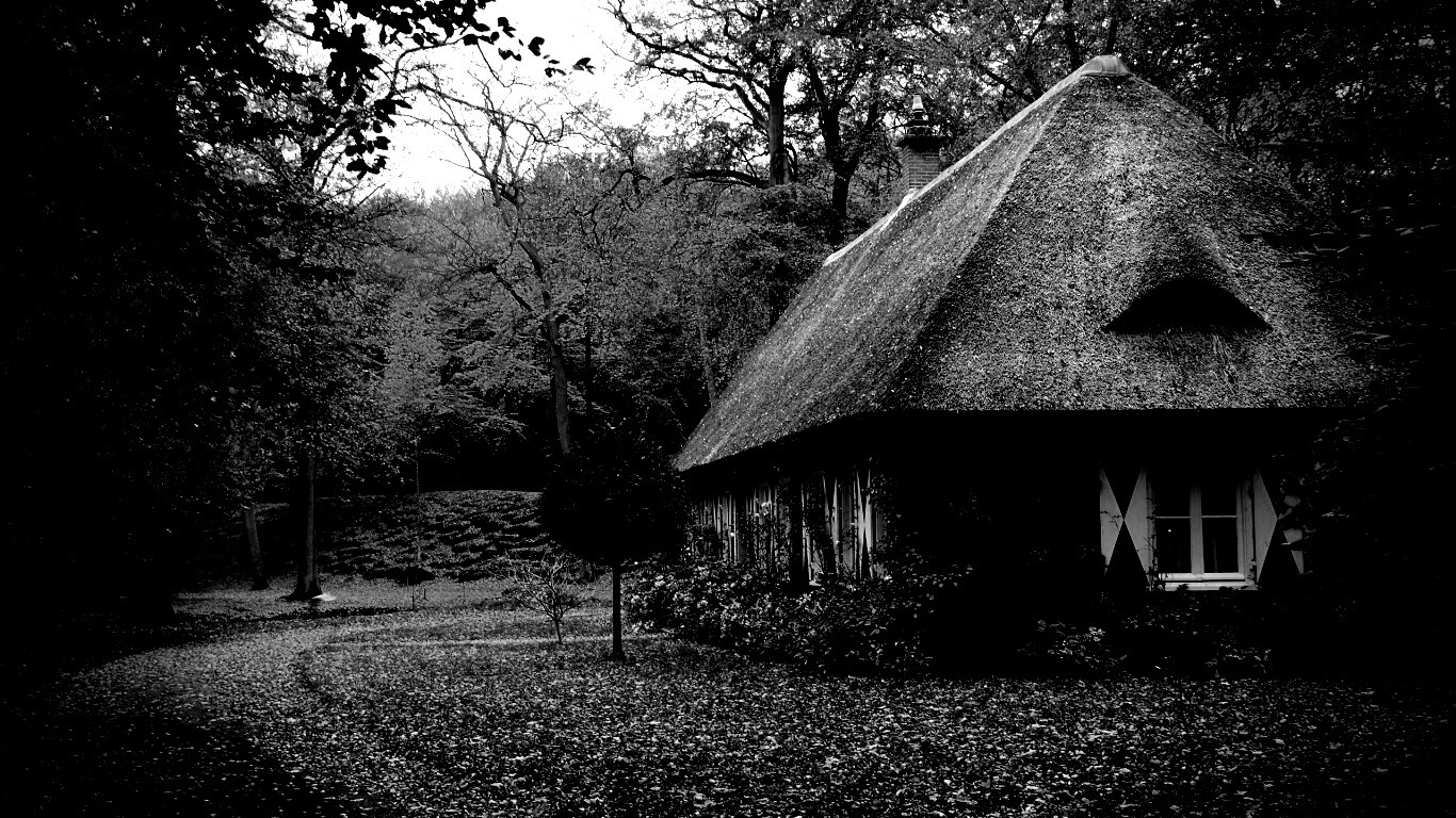 Домик в осеннем лесу обои