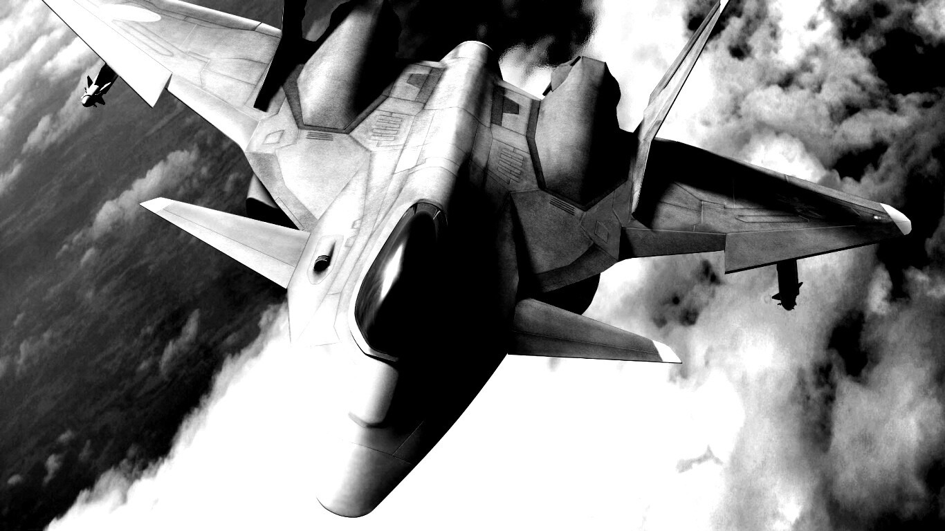 Нарисованный истребитель в полете обои