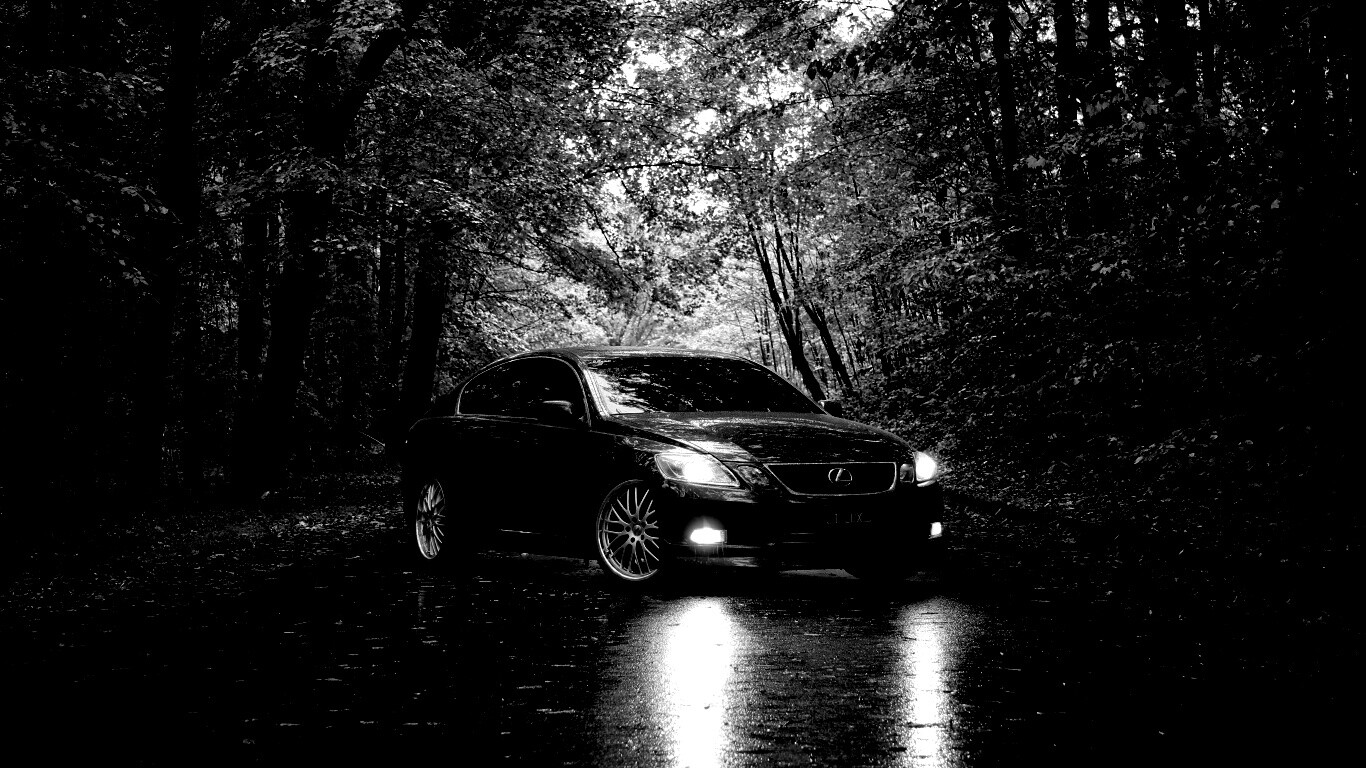 Лексус на лесной дороге обои