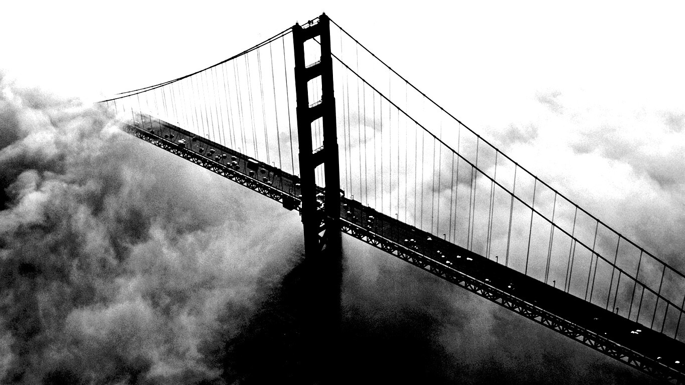 Мост Золотые ворота утопает в тумане обои