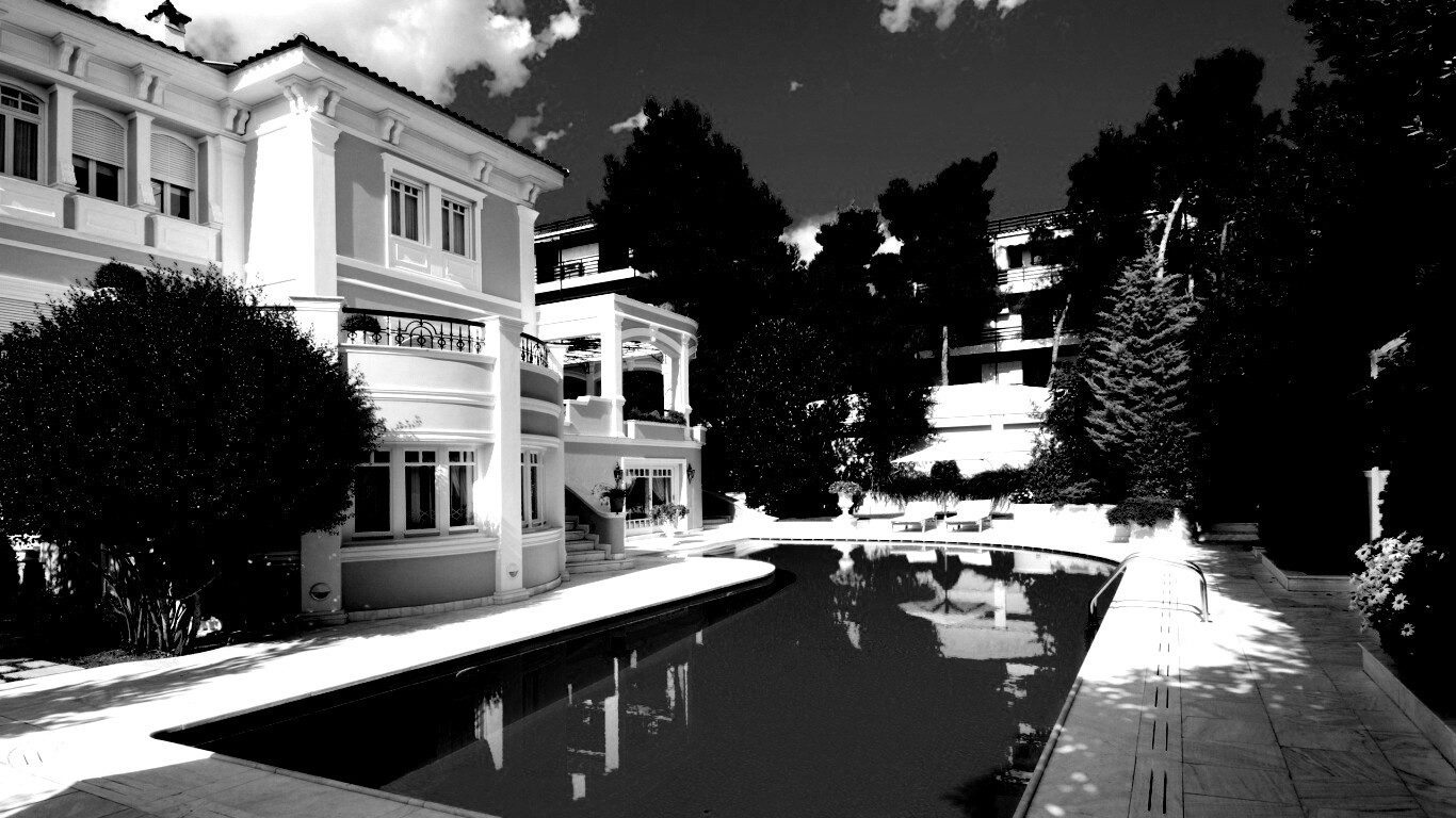 Особняк с бассейном обои