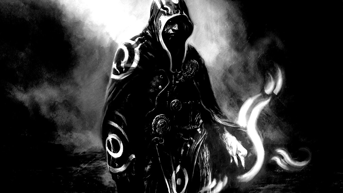 Темный маг в плаще-накидке обои