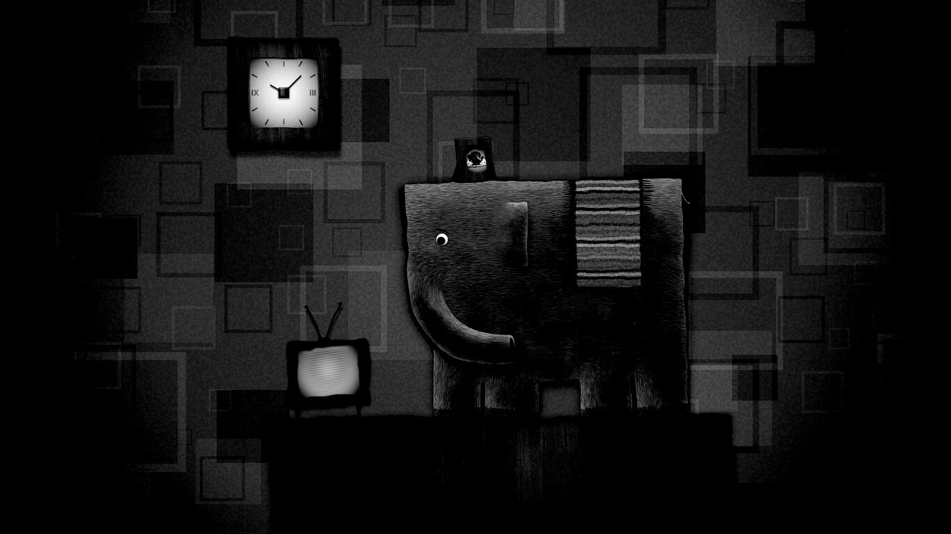 Слон, часы и телевизор обои