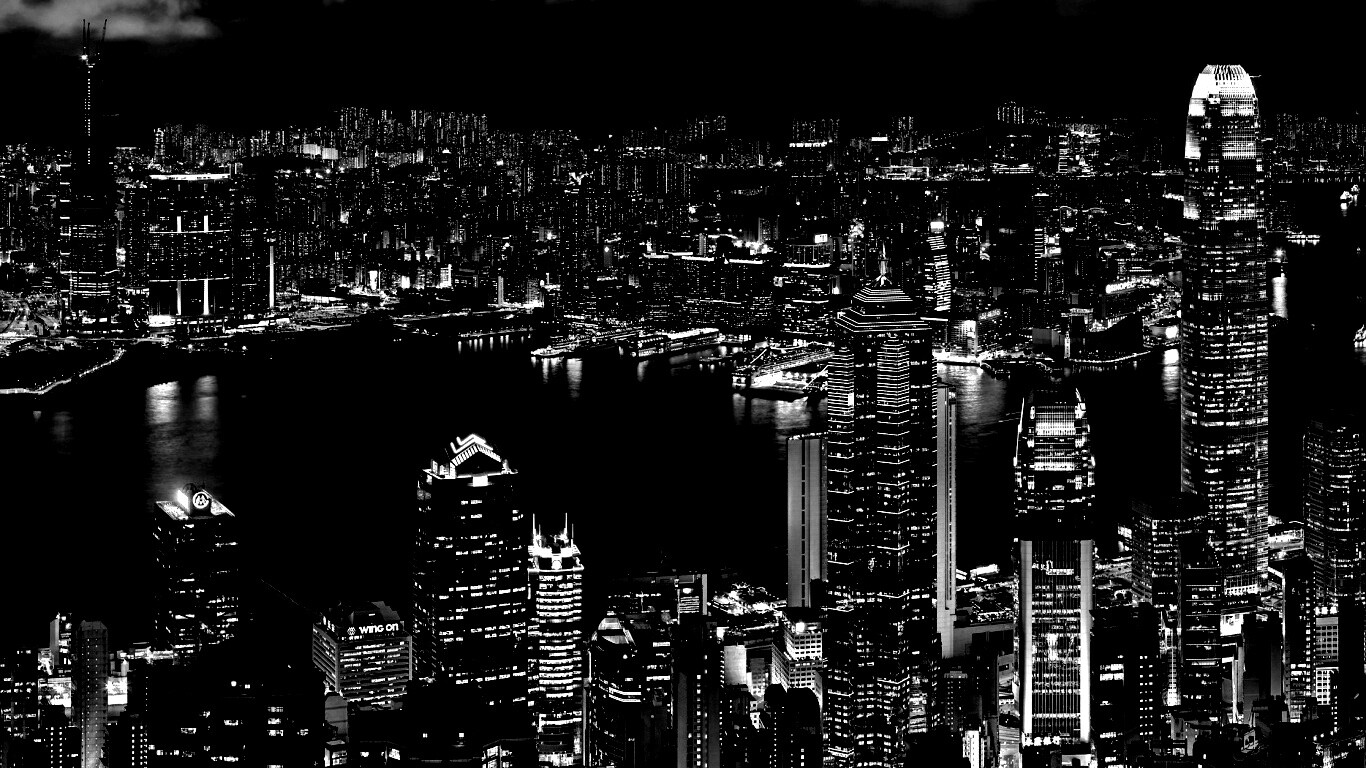 Небоскребы ночью обои