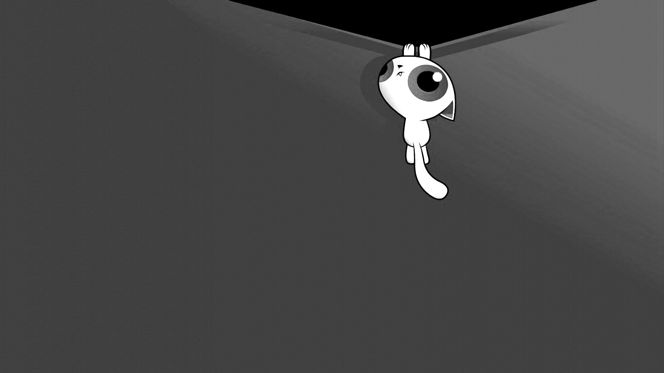 Кот, зацепившийся за край обои