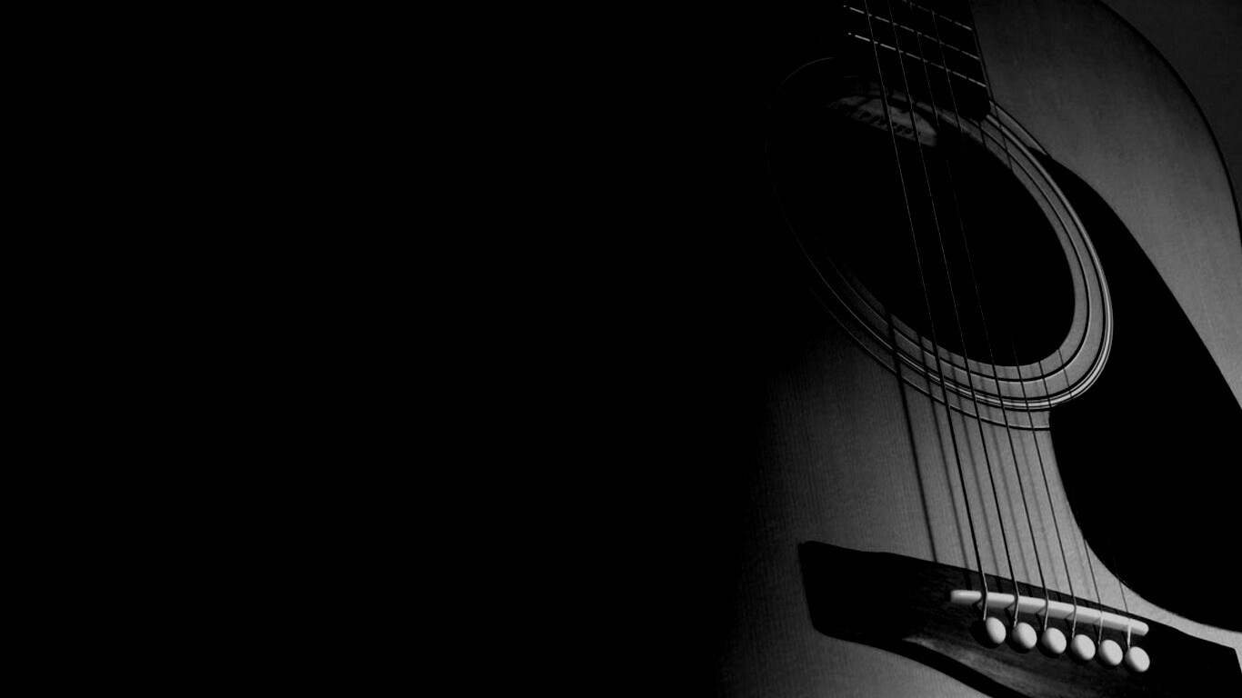 Акустическая гитара в синих тонах обои