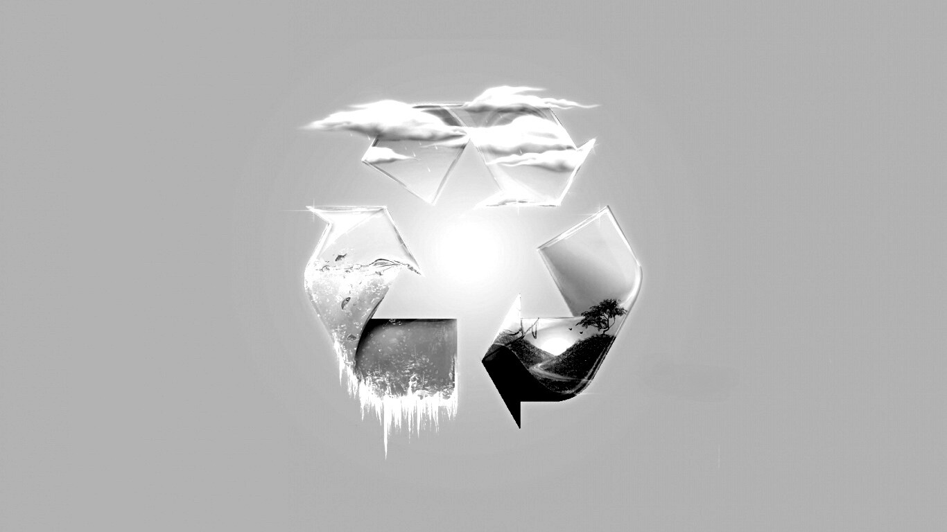 Круговорот воды в природе в значке переработки обои