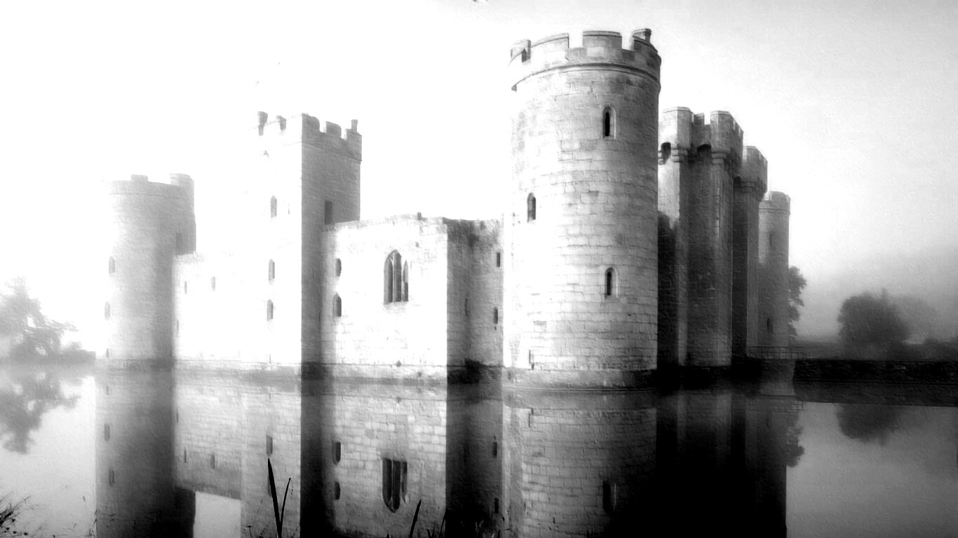 Замок на озере обои