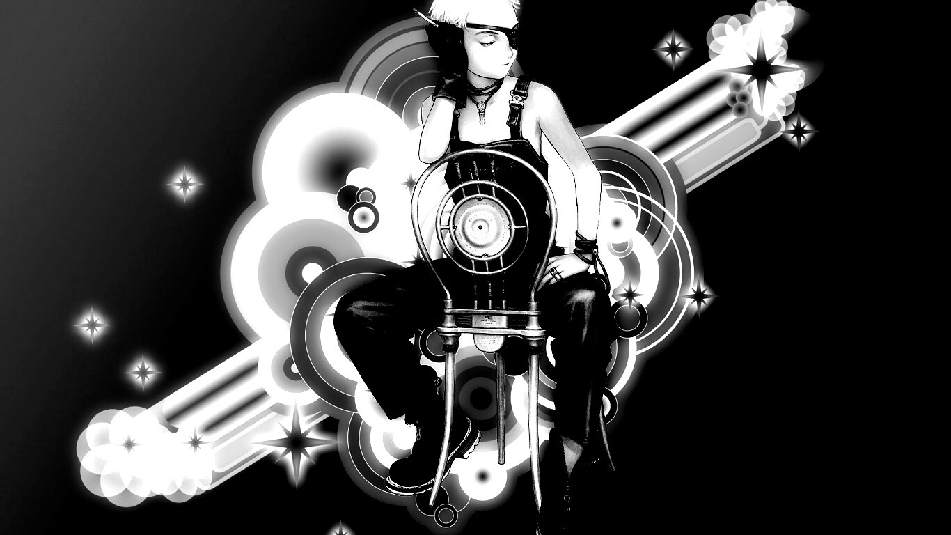 Одноглазый парень на стуле обои