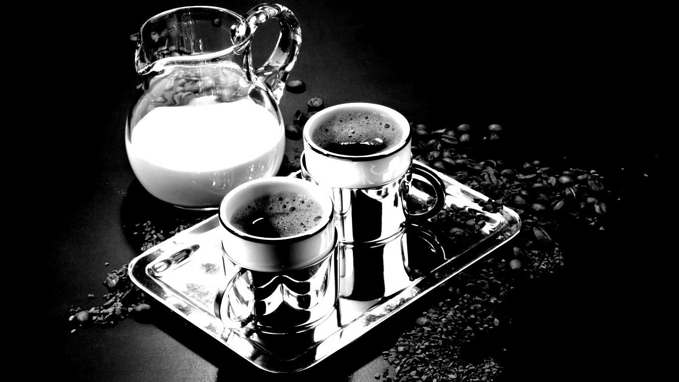 Поднос с кофе обои