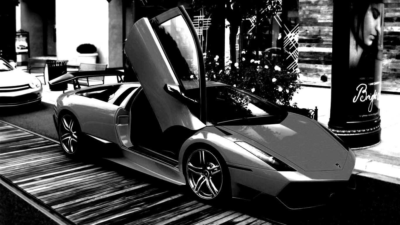 Оранжевая ламборджини на улице обои