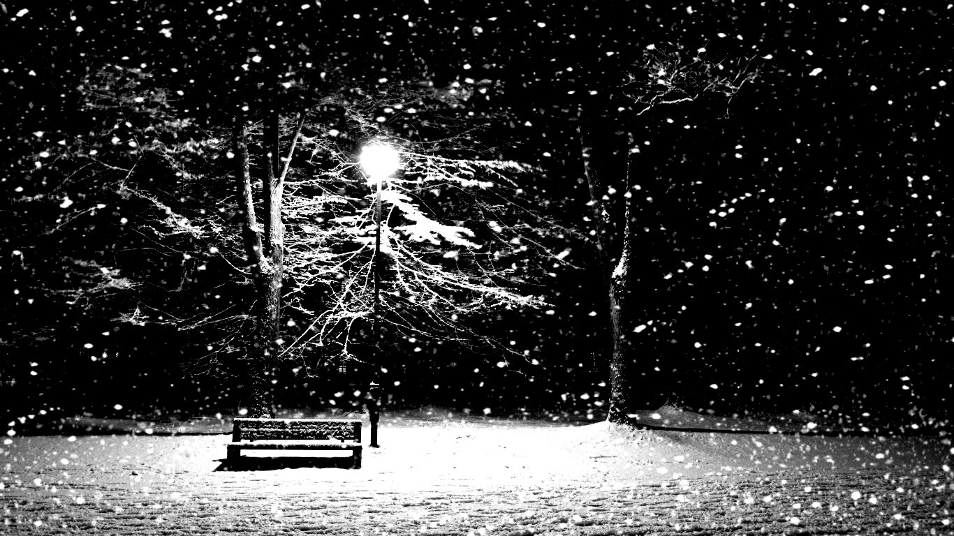 Ночь..улица..фонарь..скамейка.. обои