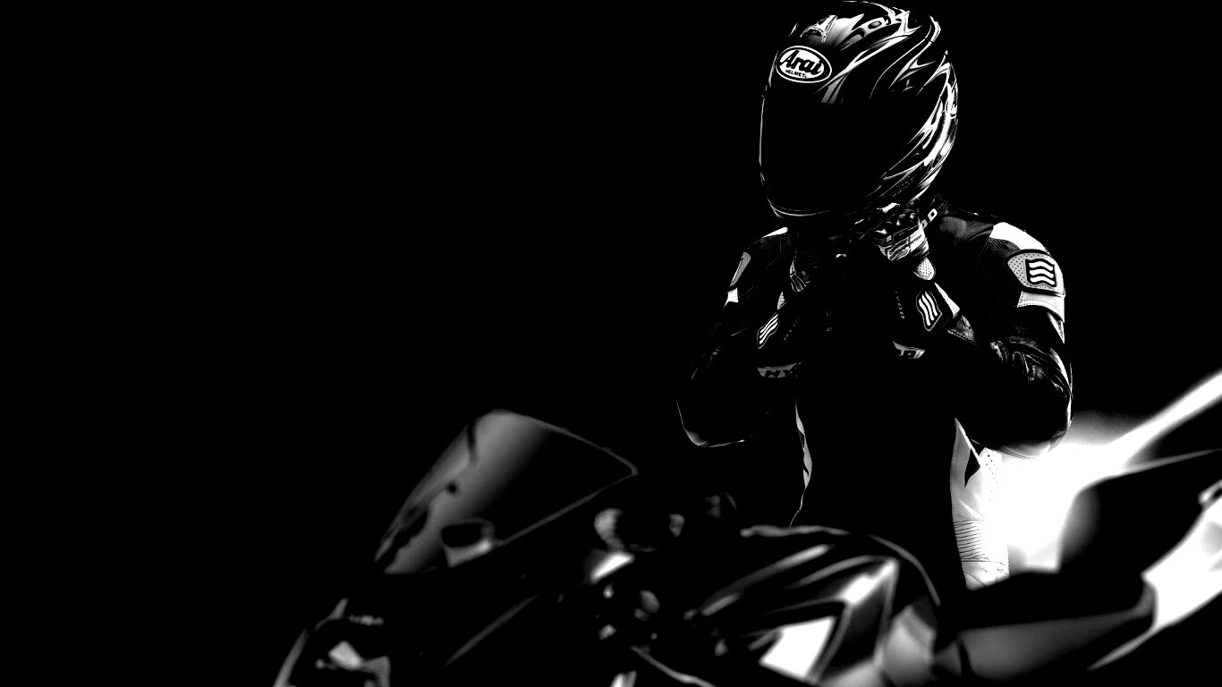 Мотоциклист в черном обои