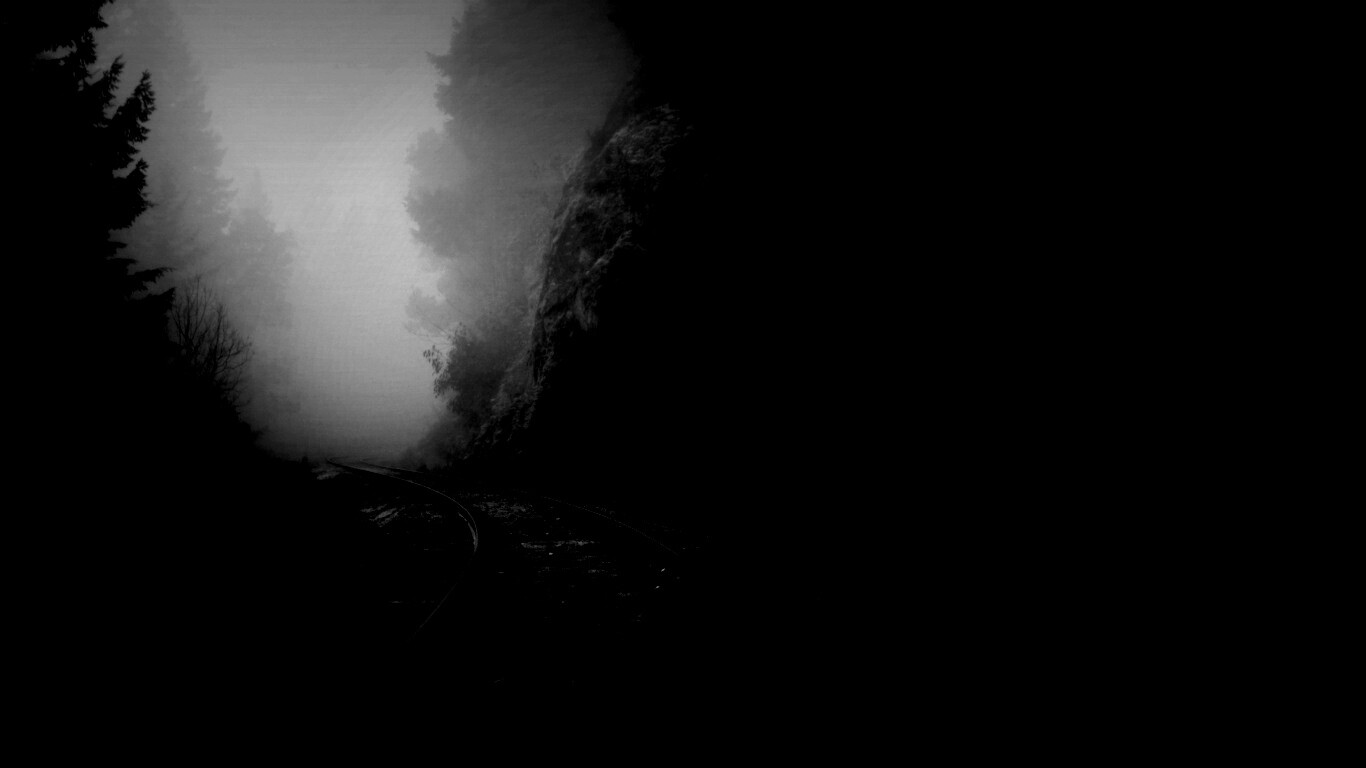 Рельсы уходя в туман обои