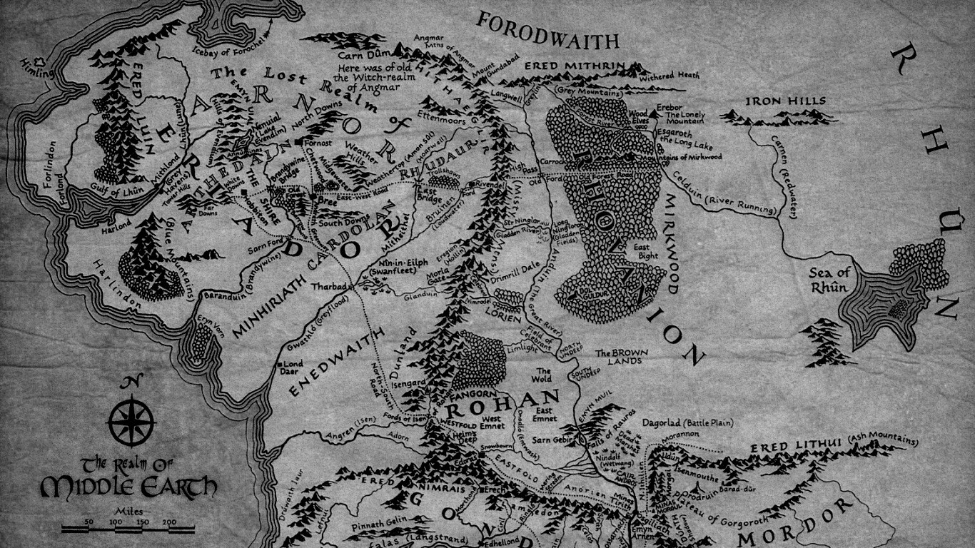 Карта Средиземья обои