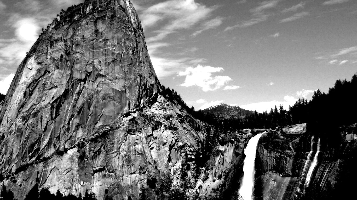 Скалы и водопад обои