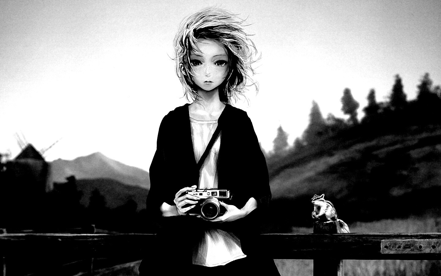Девушка с фотоаппаратом обои