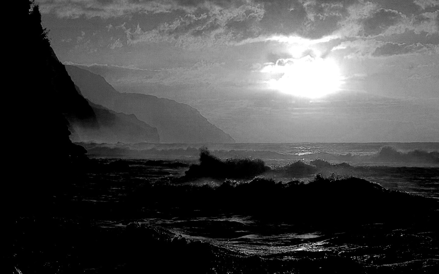 Волны на закате обои