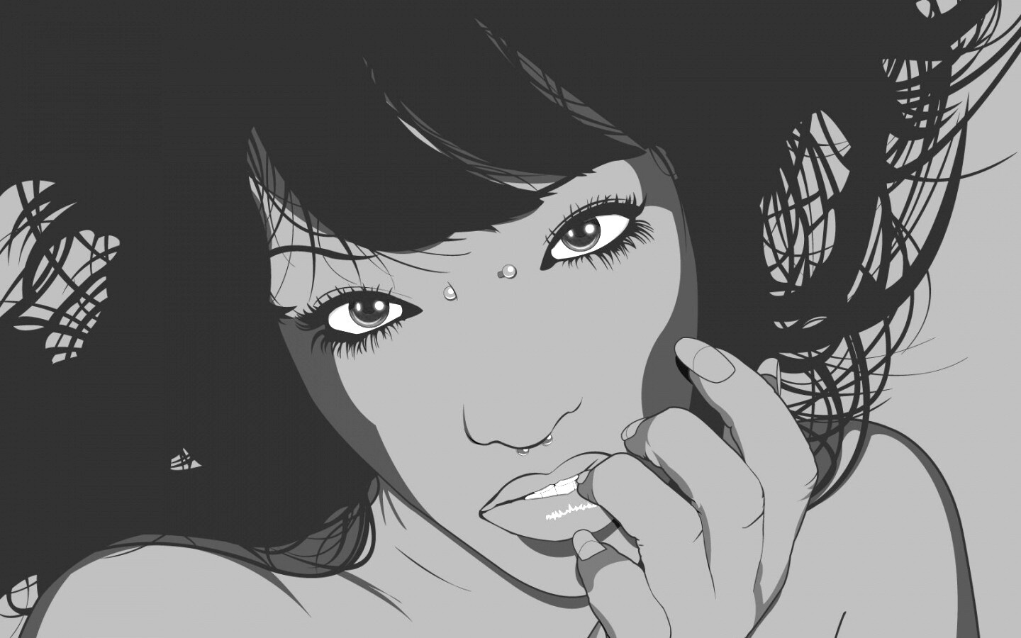 Девушка с пирсингом обои