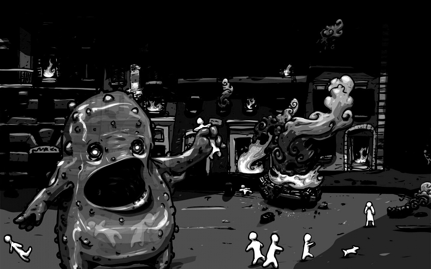 Монстр жрет людей обои