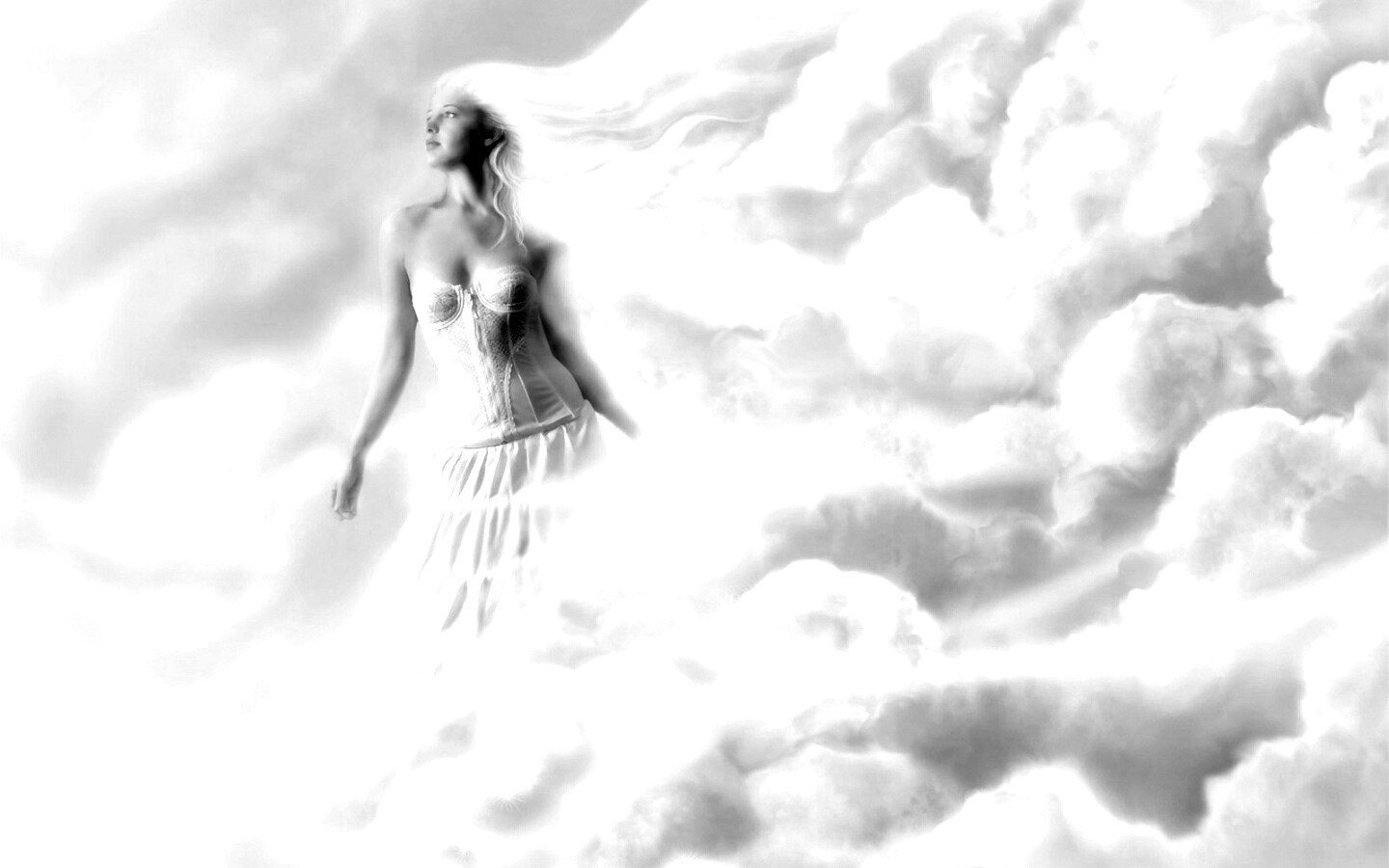 Девушка на облаках обои