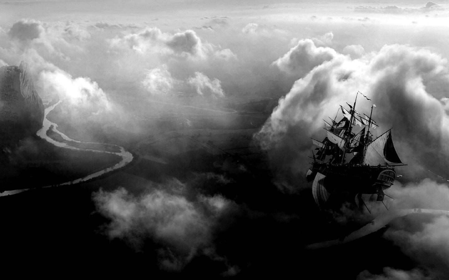 Летающий корабль обои