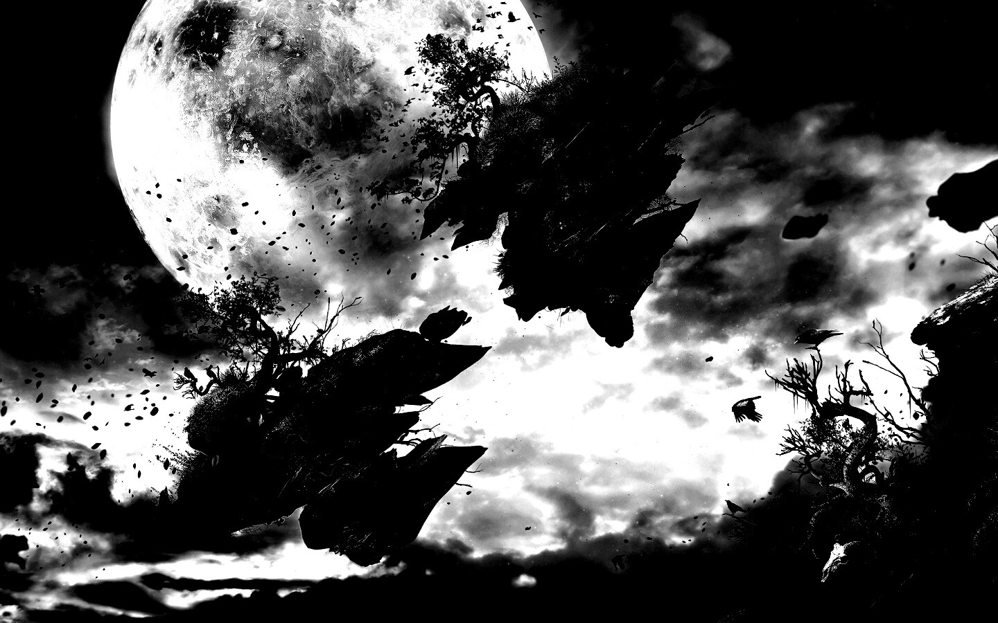 Летящие куски земли обои