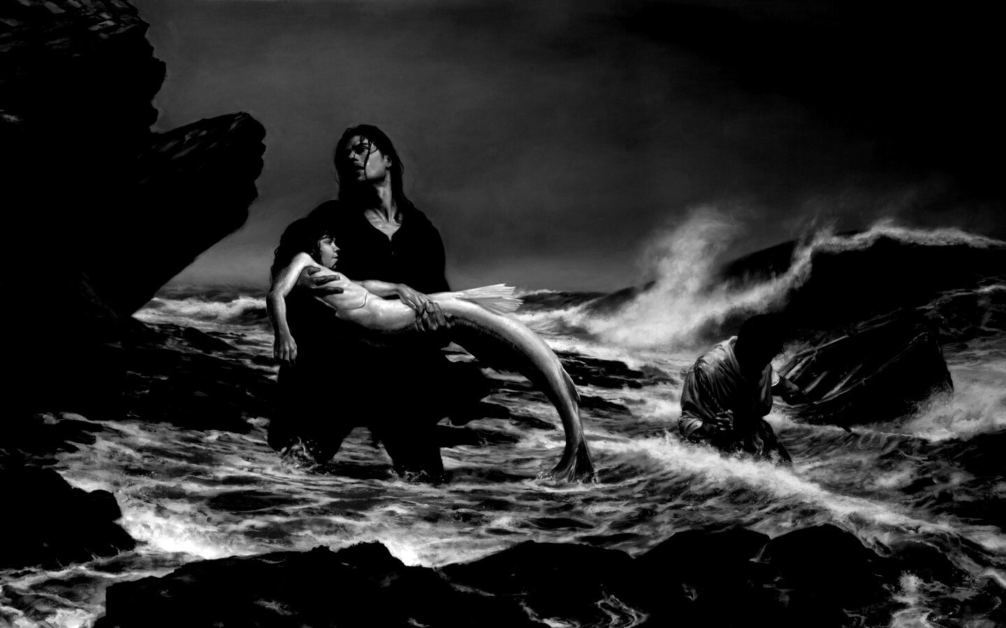 Рыбаки спасают русалку обои