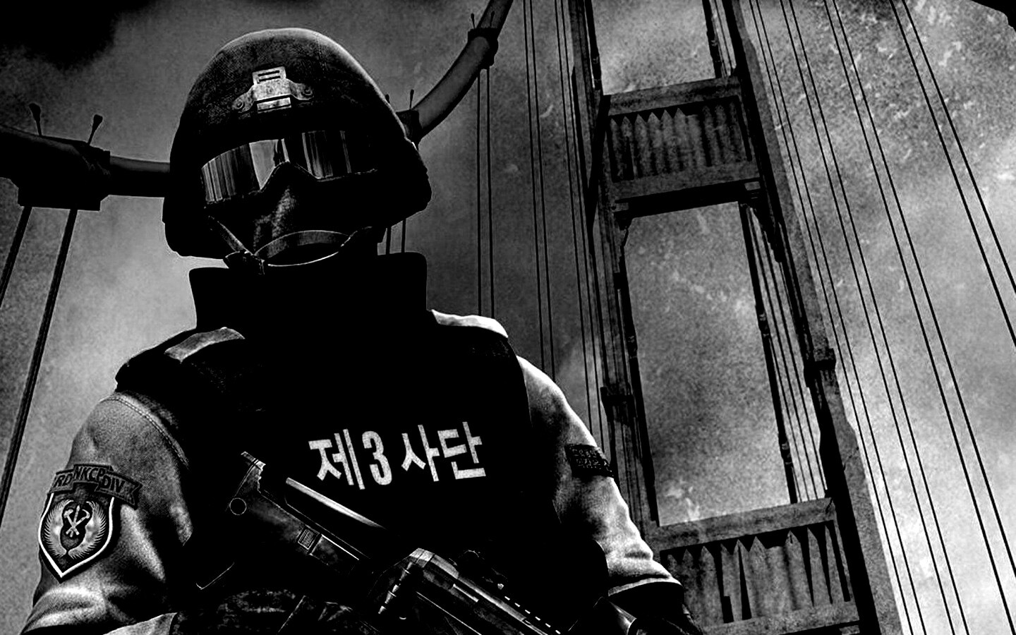 Солдат на мосту Золотые Ворота обои