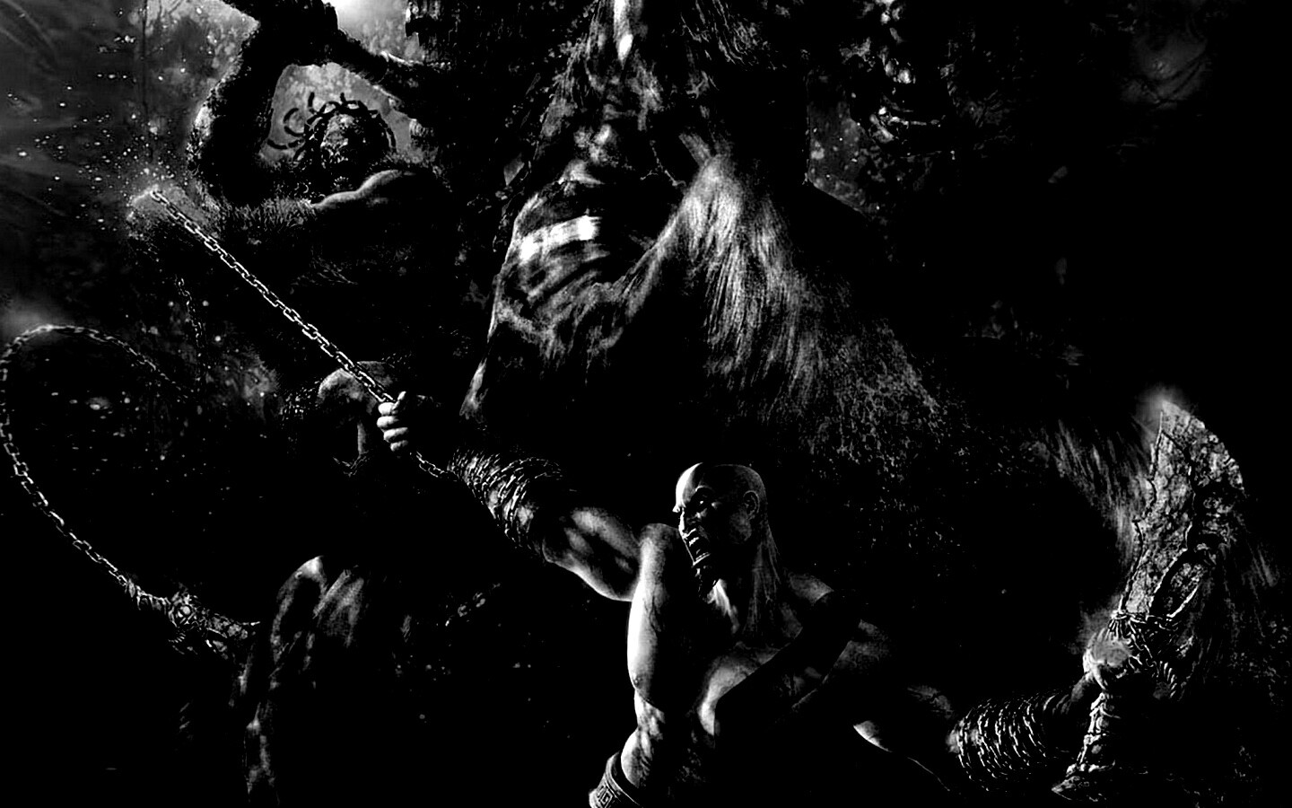 Кратос против огненного всадника обои