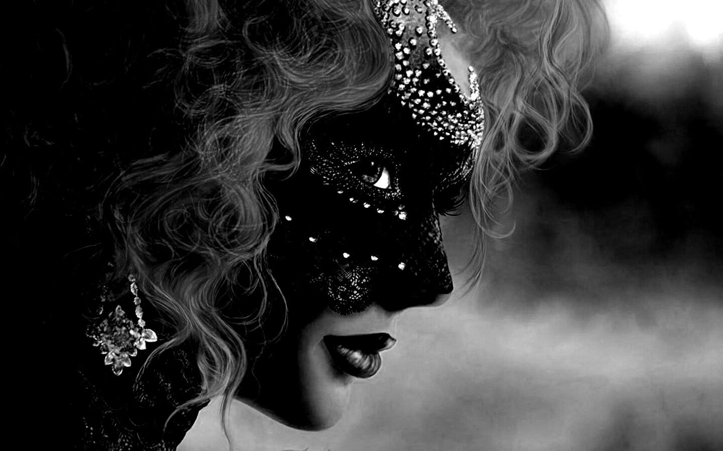 Девушка в карнавальной маске обои