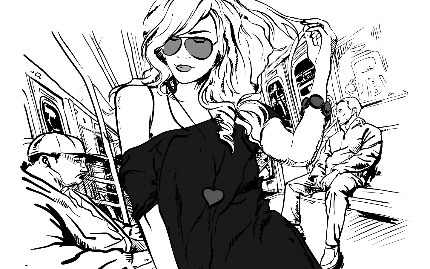 Стильная девушка в метро обои