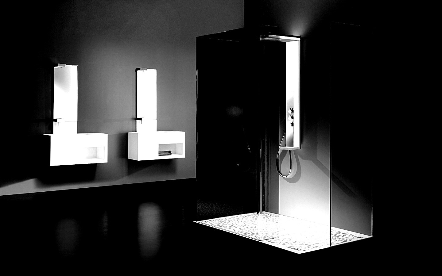 Ванная комната в стиле hi tech обои