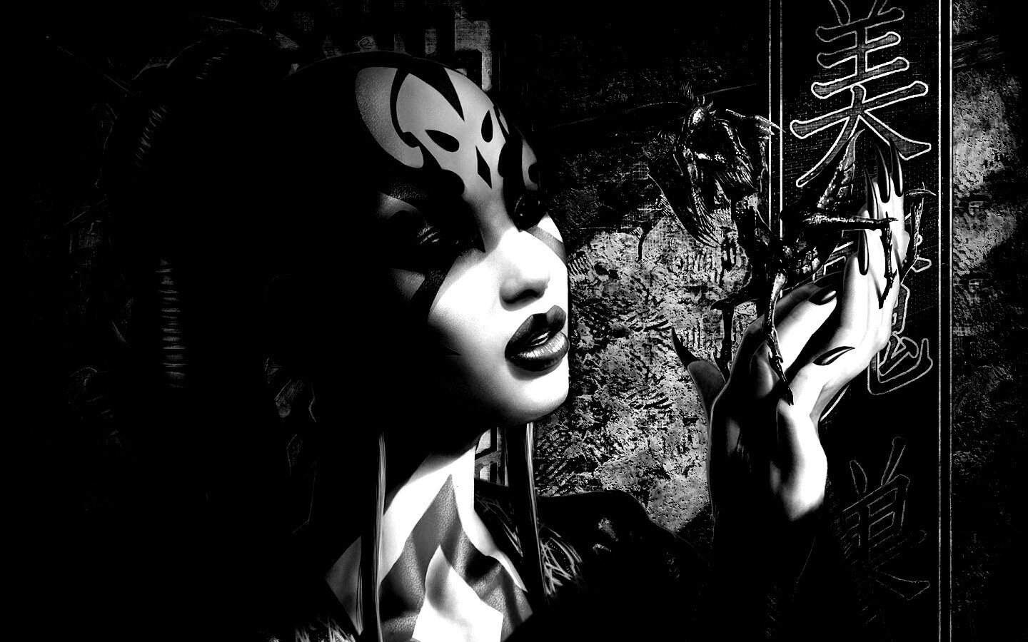 Девушка и богомол обои