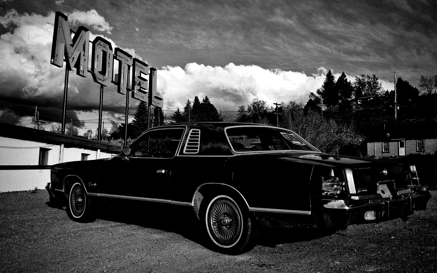 Олдскульный Dodge около мотеля обои