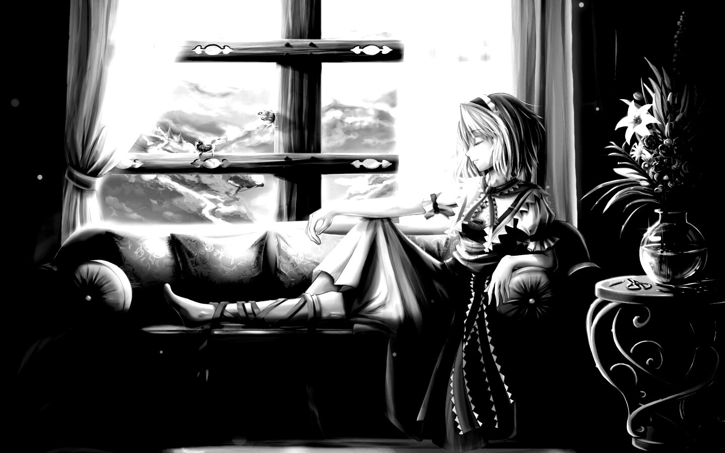 Девушка у окна обои