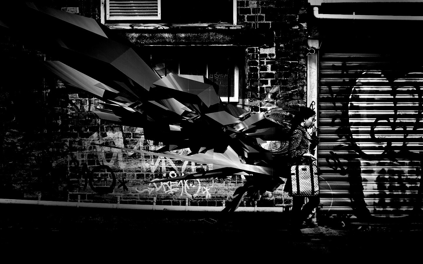 3D граффити на стене обои