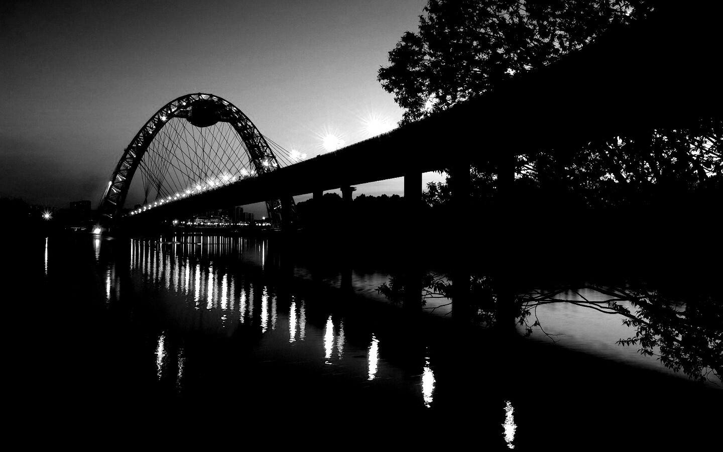 Мост в сумерках обои