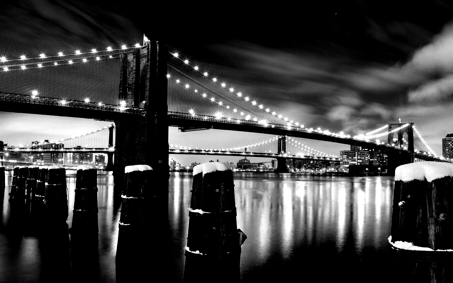 Бруклинский мост зимой HDR обои