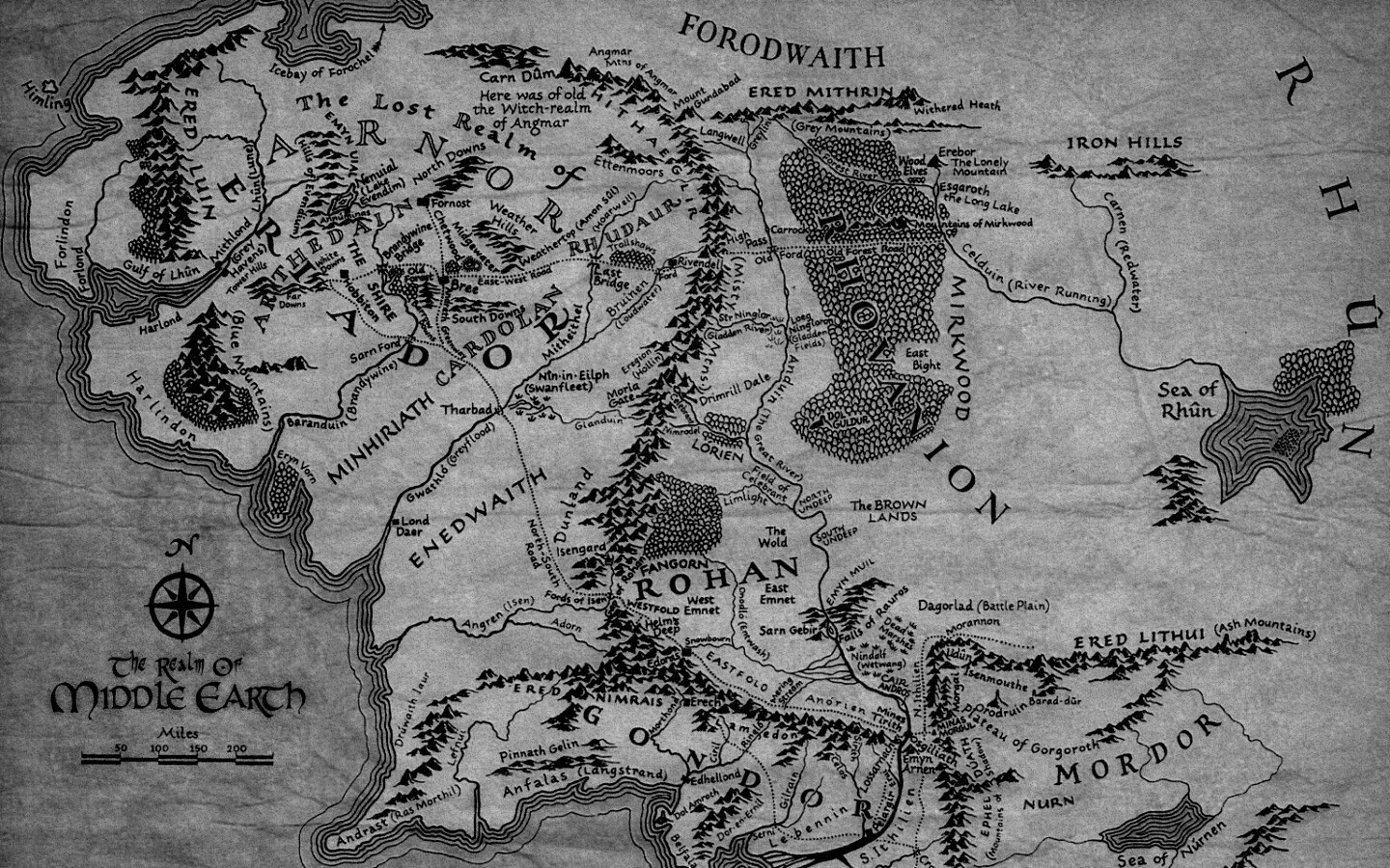 Карта Средиземья обои