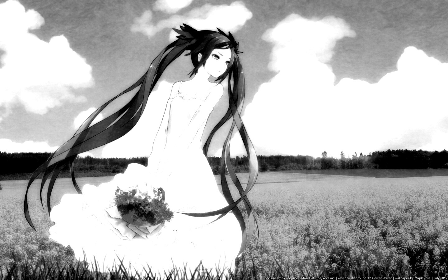 Хатсуне в поле обои