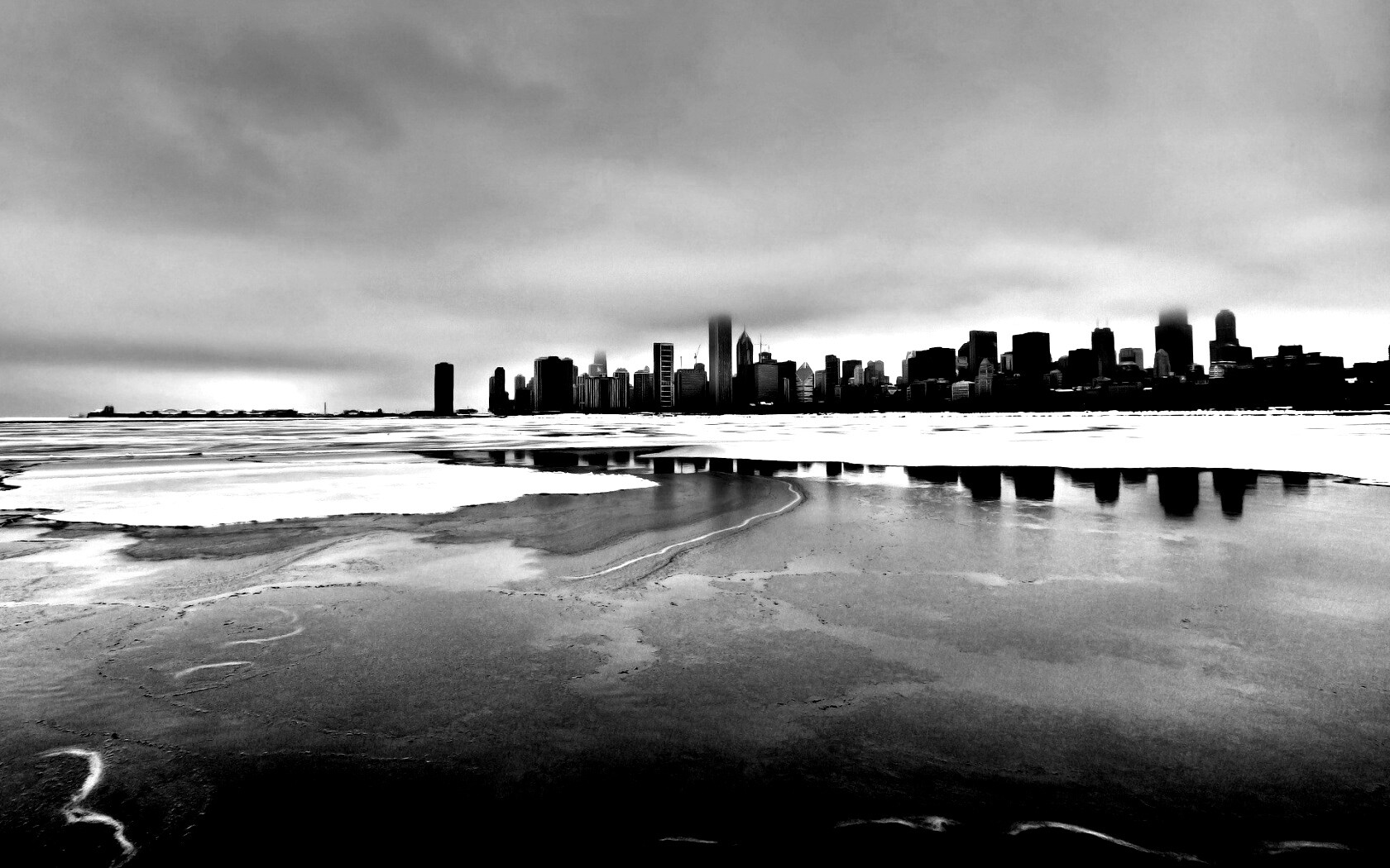 Зимний город обои