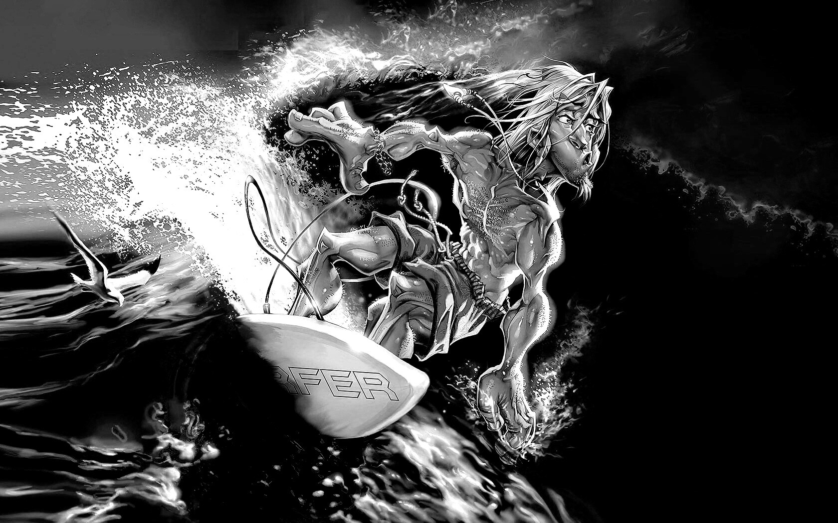 Карикатура на серфера обои