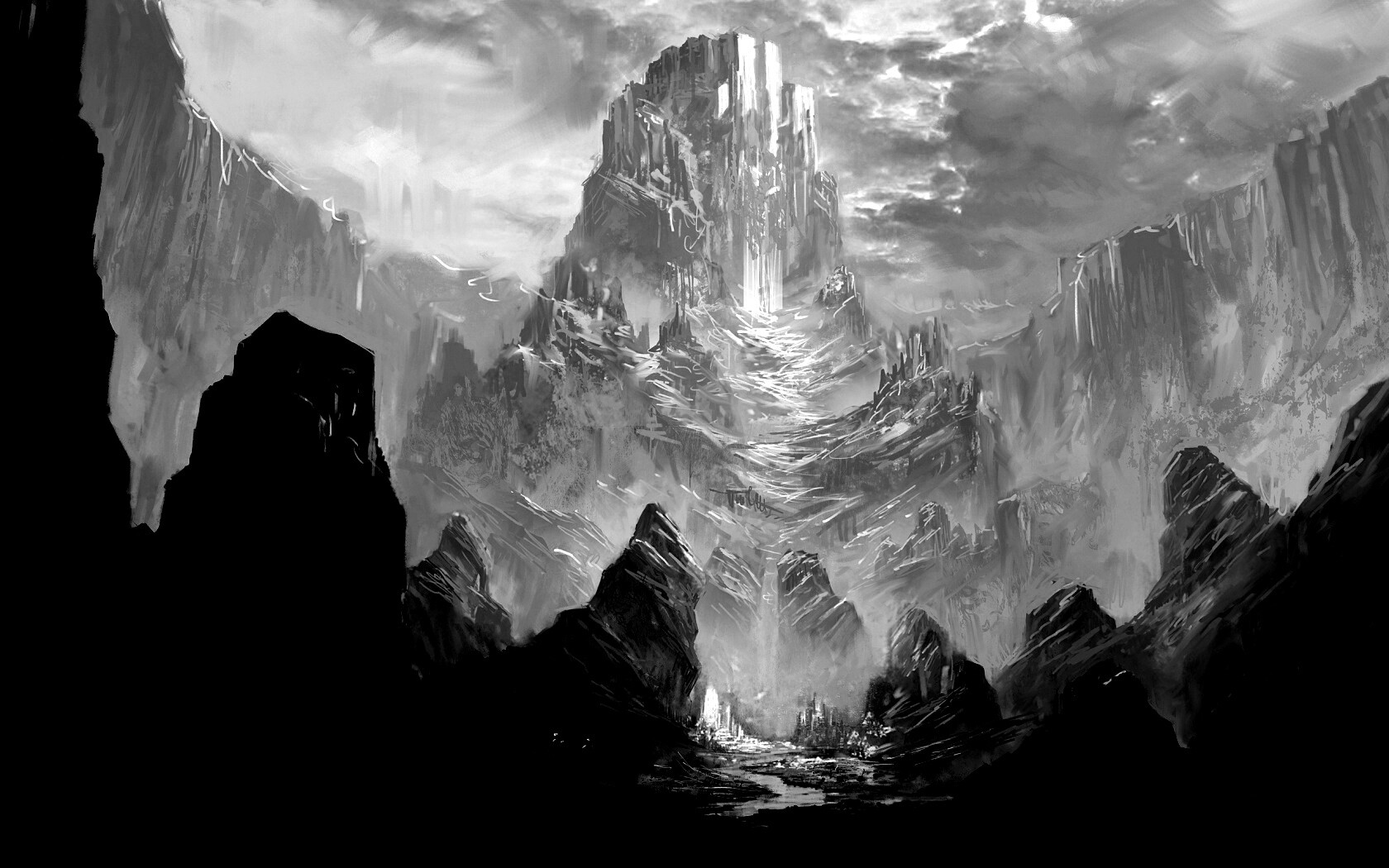 Город в горах обои