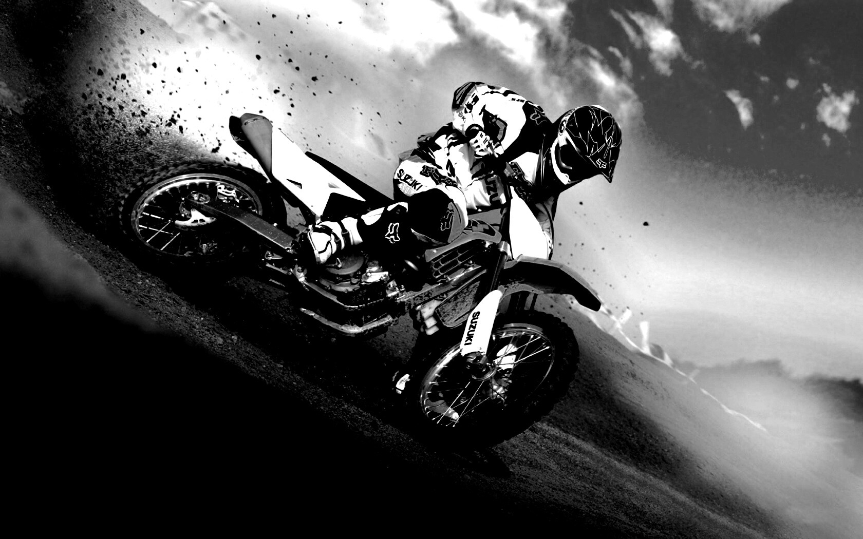 Мотоциклист на кроссовом байке обои