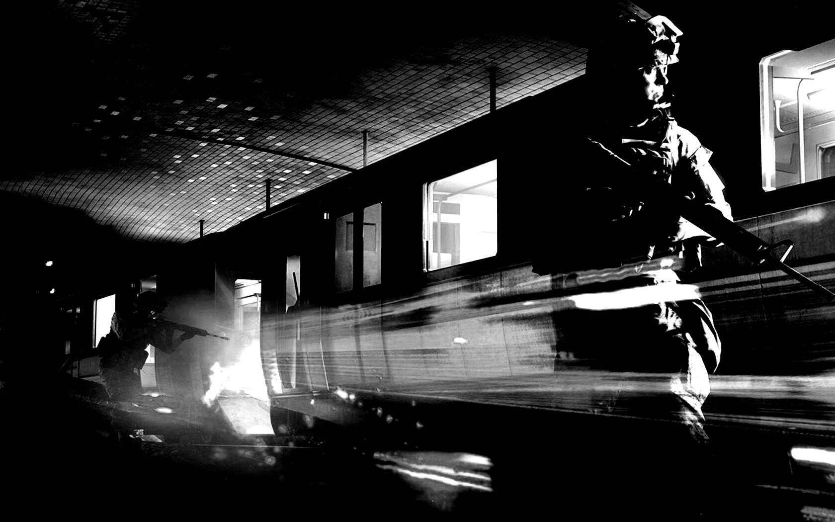 Солдаты на станции метро обои