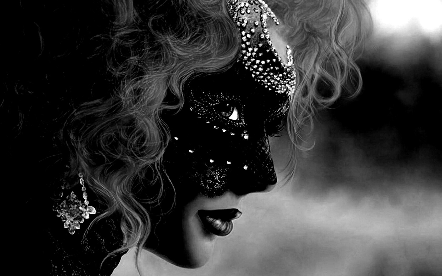 Девушка в карнавальной маске обои