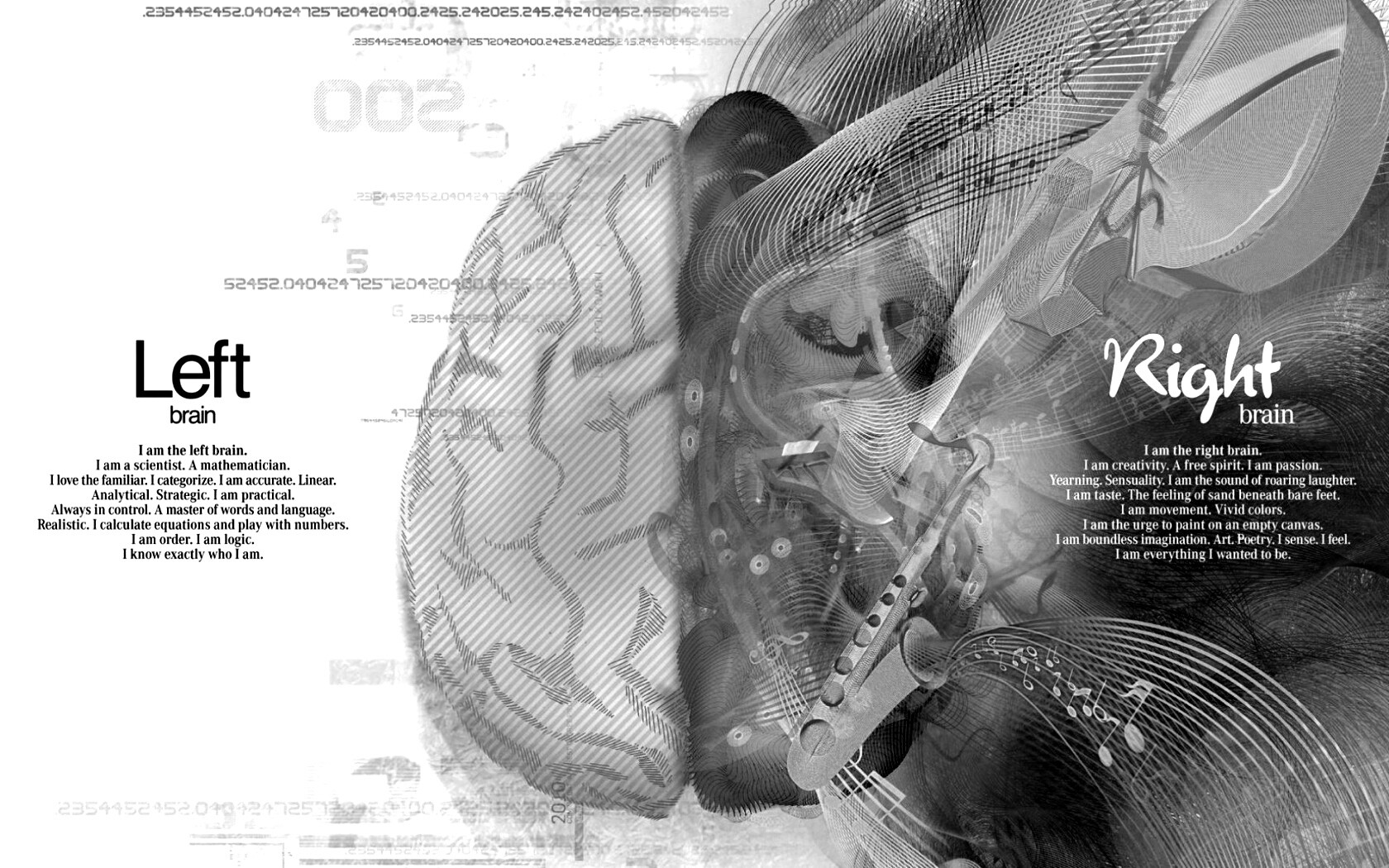 Левая и правая половина мозга обои
